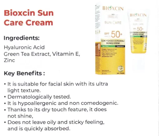 BIOXCIN SUN CARE SUNSCREEN SPF 50+ UVA+UVB 50ml - Image 3