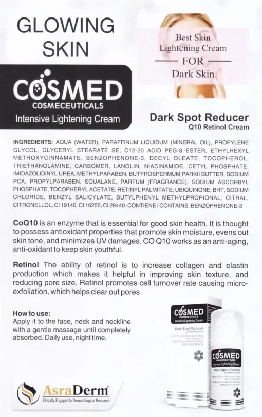 COSMED Cream for Skin Fairness | Q10 Retinol & Dark Spot Reducer - Image 4