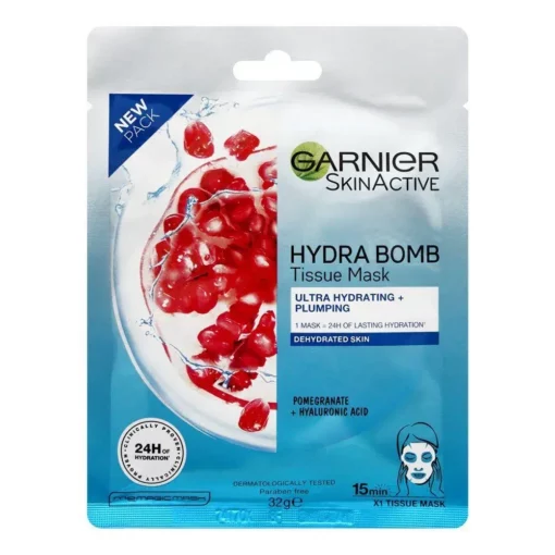 GARNIER SKIN ACTIVE HYDRA BOMB POMEGRANATE TISSUE FACE MASK 28g