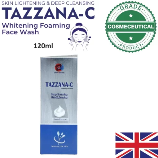 TAZZANA-C FOAMING FACE WASH DEEP CLEANSING SKIN LIGHTENING HYPOALLERGENIC 120ML - Image 2